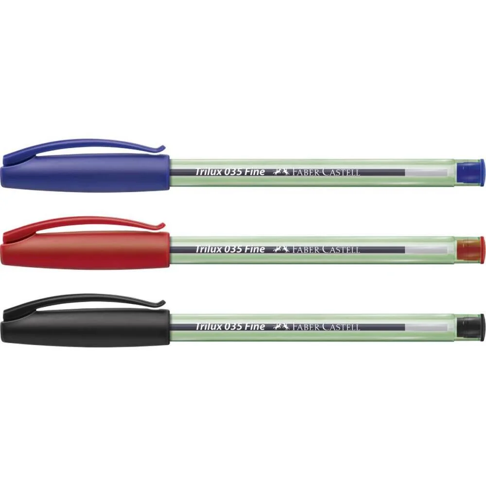 CANETA ESFEROGRAFICA TRILUX PONTA FINA PT/VM/AZ FABER-CASTELL (BL.C/03) - imagem 3