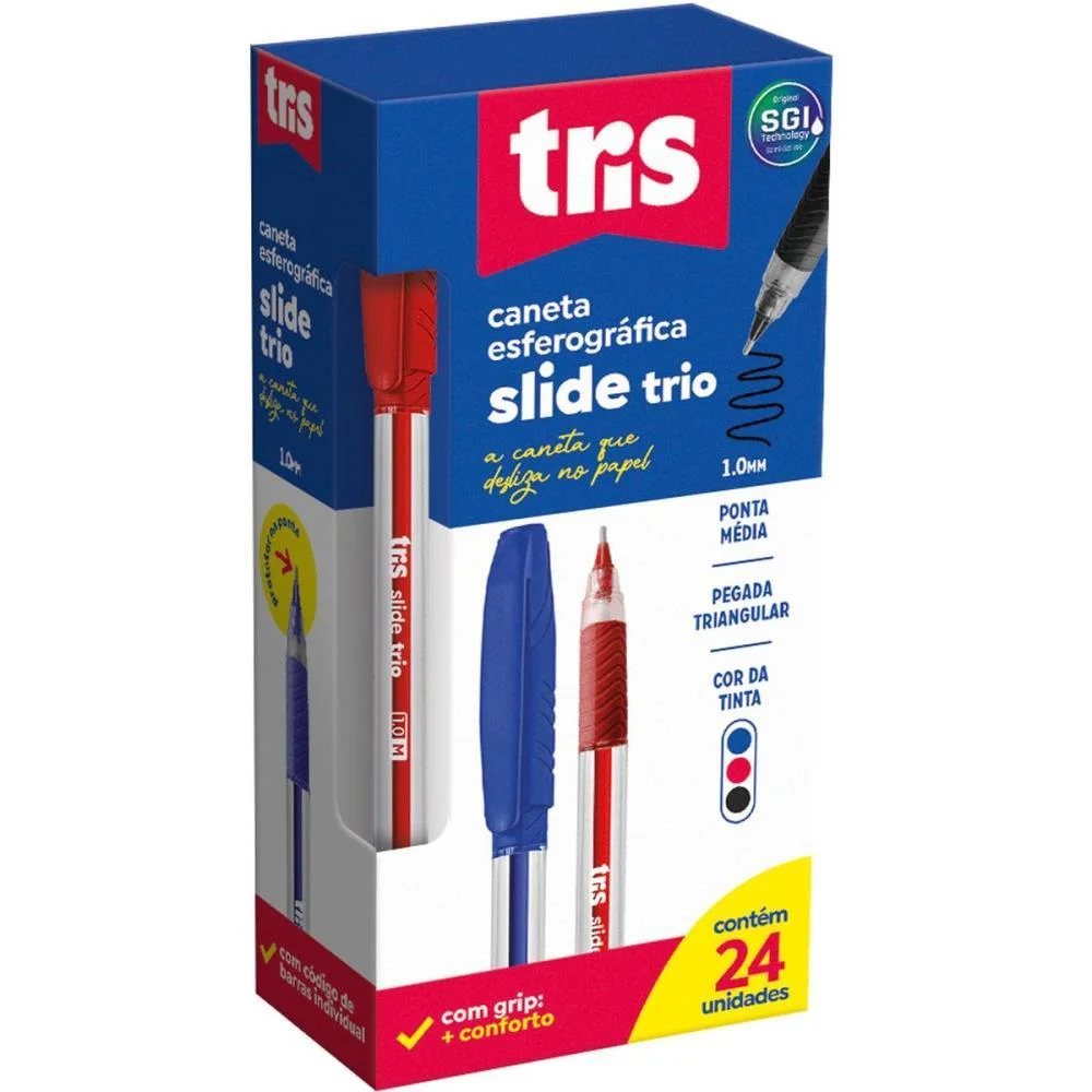CANETA ESFEROGRAFICA TRIS SLIDE TRIO 1.0MM 3CORES S SUMMIT (CX.C/24) - imagem 4