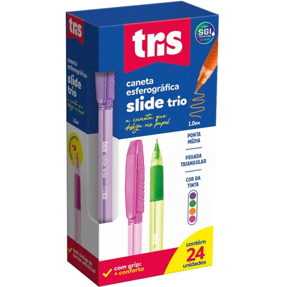 CANETA ESFEROGRAFICA TRIS SLIDE TRIO FASHION 1.0MM SUMMIT (CX.C/24) - imagem 4