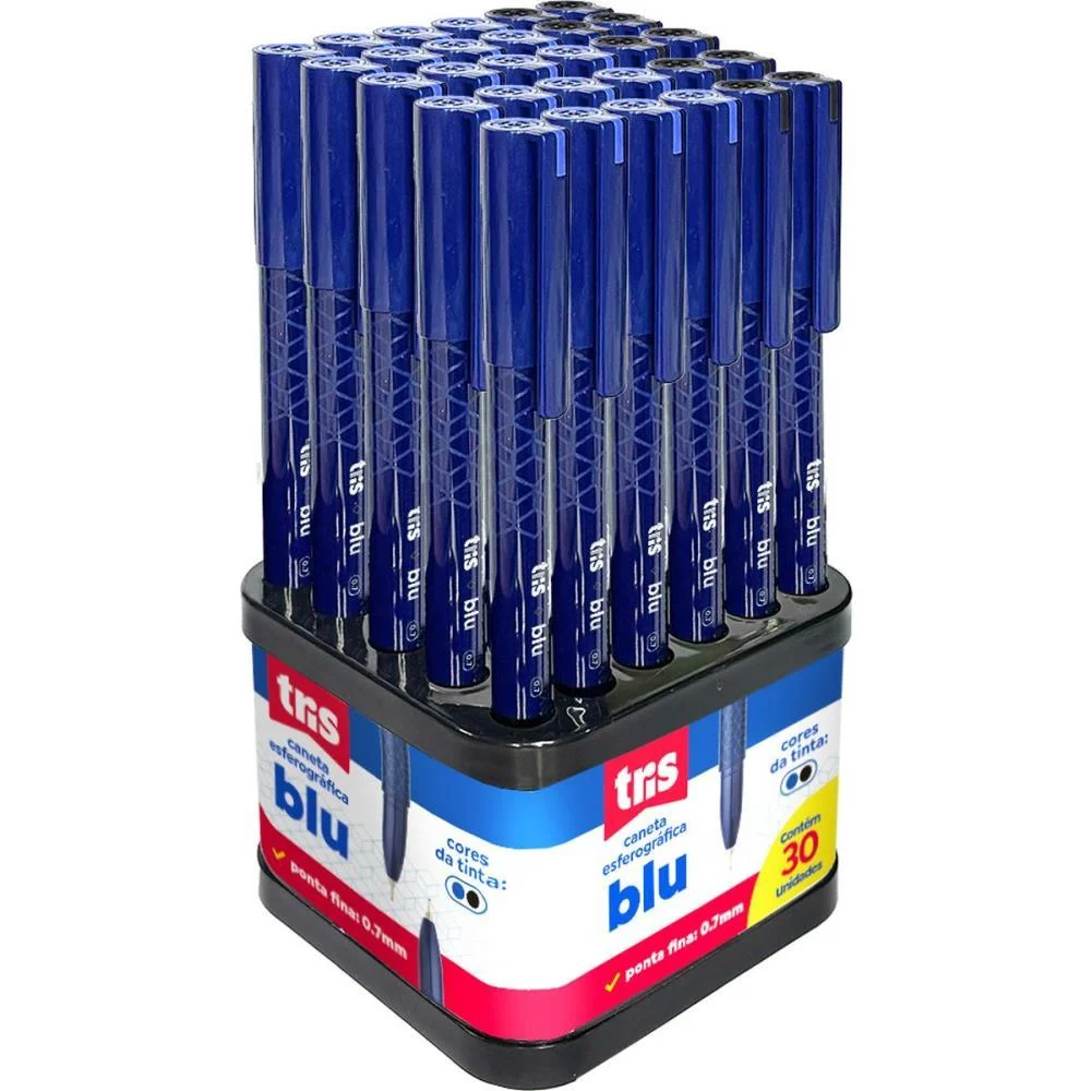 CANETA ESFEROGRAFICA TRIS BLU 0.7MM AZUL E PRETA SUMMIT (DP.C/30) - imagem 4