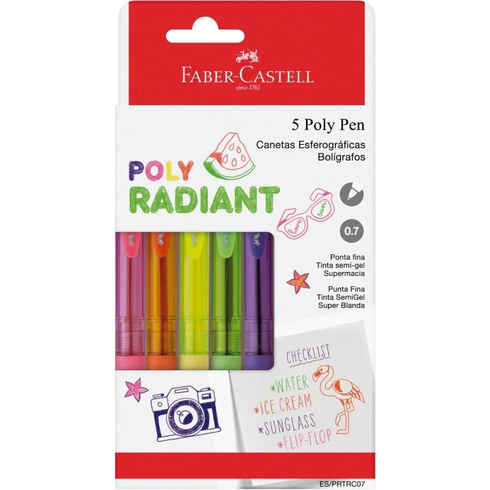 CANETA ESFEROGRAFICA POLY PEN RADIANT 5 CORES FABER-CASTELL (PCT.C/06) - imagem 3