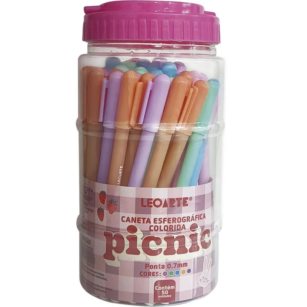 CANETA ESFEROGRAFICA PICNIC 0,7MM 5CORES LEONORA (POTE-50) - imagem 2