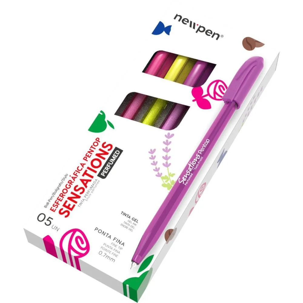 CANETA ESFEROGRAFICA SENSATIONS 5 CORES PERFUMADAS NEWPEN (ESTOJO) - imagem 3
