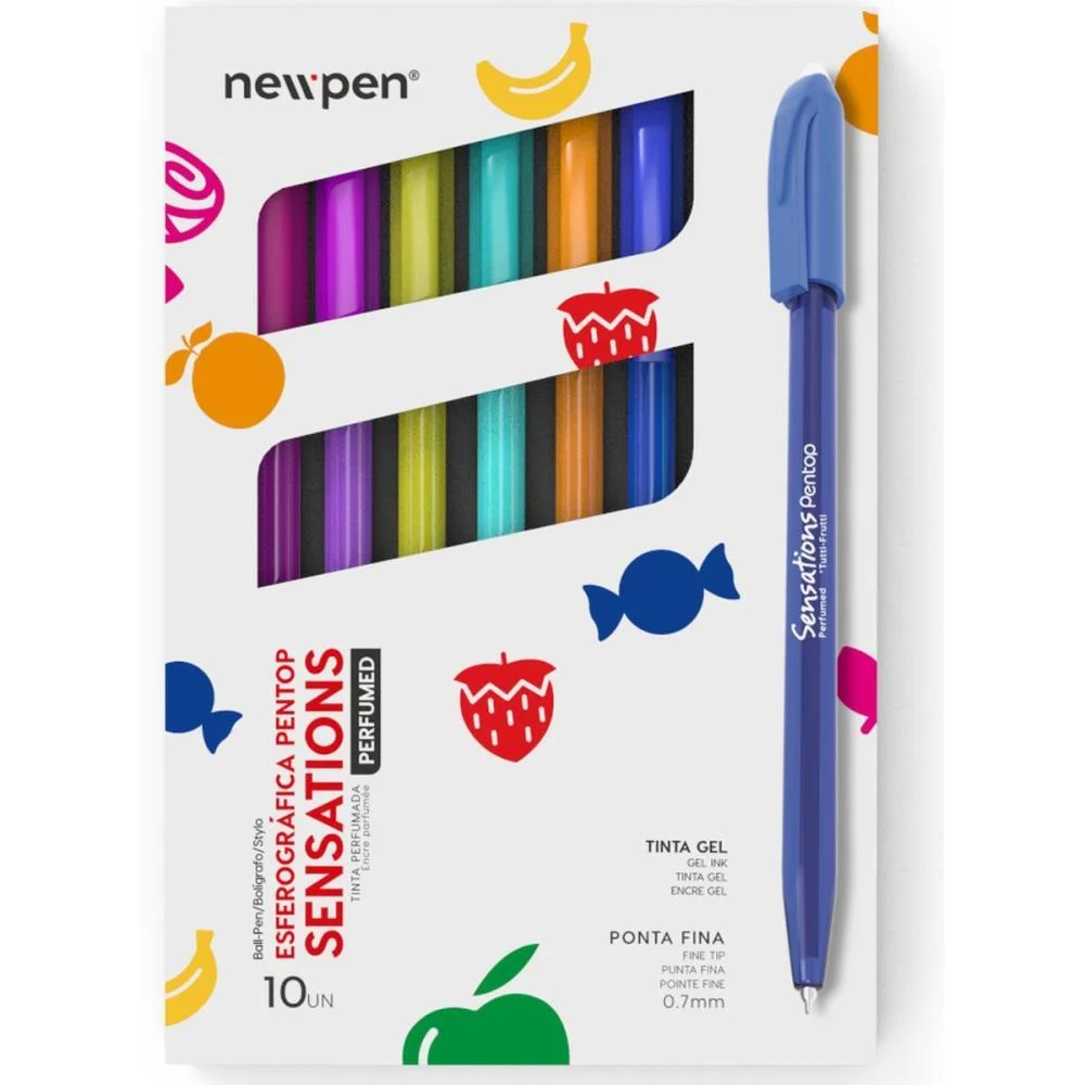 CANETA ESFEROGRAFICA SENSATIONS 10 CORES PERFUMADAS NEWPEN (ESTOJO) - imagem 2