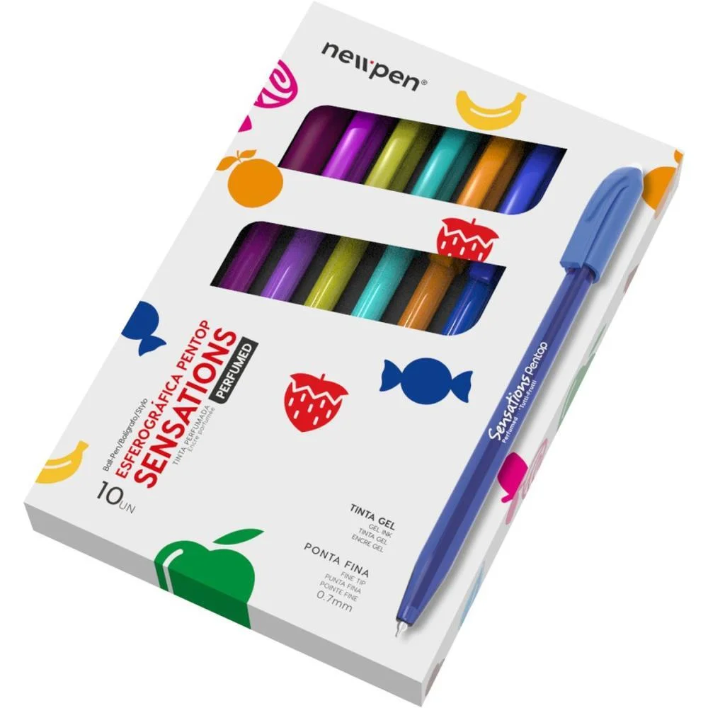 CANETA ESFEROGRAFICA SENSATIONS 10 CORES PERFUMADAS NEWPEN (ESTOJO) - imagem 15