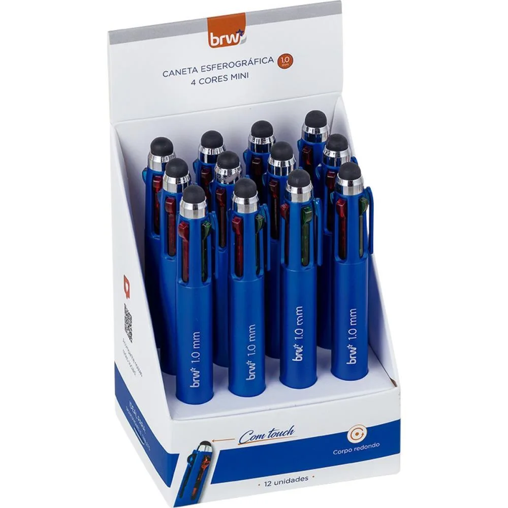 CANETA ESFEROGRAFICA MINI 4CORES 1.0MM C/TOUCH BRW (DP.C/12) - imagem 2