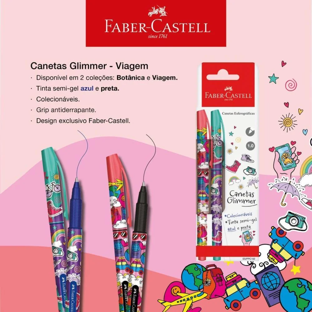 CANETA ESFEROGRAFICA GLIMMER VIAGEM GEL AZ/PT FABER-CASTELL (PCT.C/04) - imagem 4
