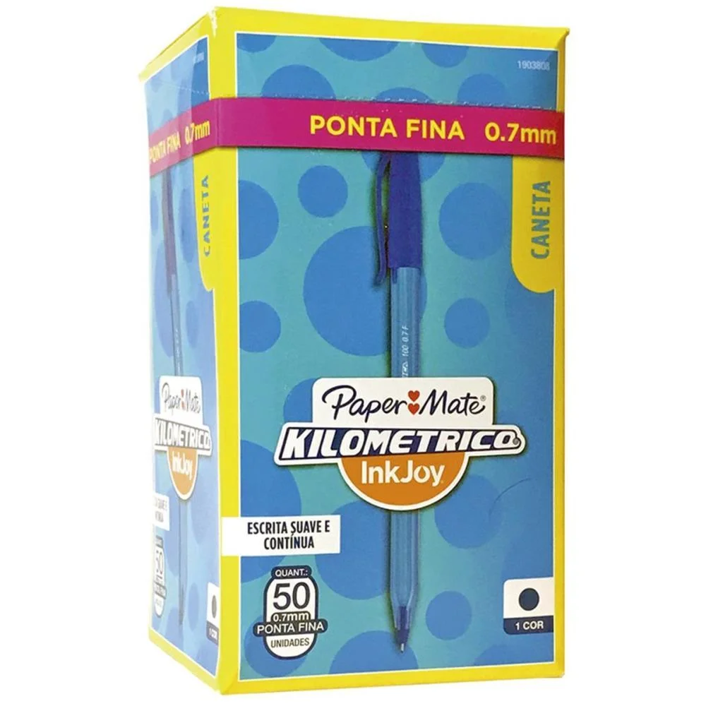 CANETA ESFEROGRAFICA KILOMETRICA 100 FINA AZUL PAPER MATE (CX.C/50) - imagem 2