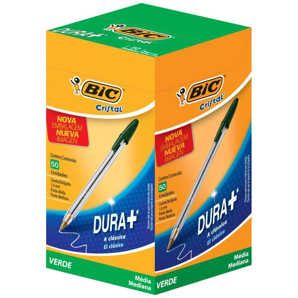CANETA ESFEROGRAFICA CRISTAL VERDE BIC (CX.C/50) - imagem 2