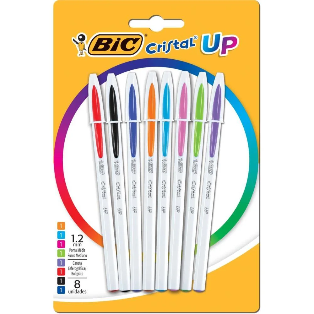 CANETA ESFEROGRAFICA CRISTAL UP COLORS 08 CORES BIC (BL.C/08) - imagem 2