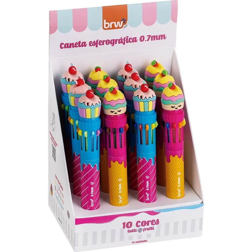 CANETA ESFEROGRAFICA DIVERT TUTTI FRUTTI 0.7M 10COR BRW (DP.C/12) - imagem 2