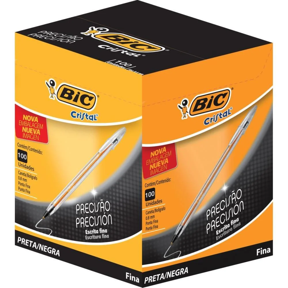 CANETA ESFEROGRAFICA CRISTAL FINA PRETA BIC (CX.C/100) - imagem 3