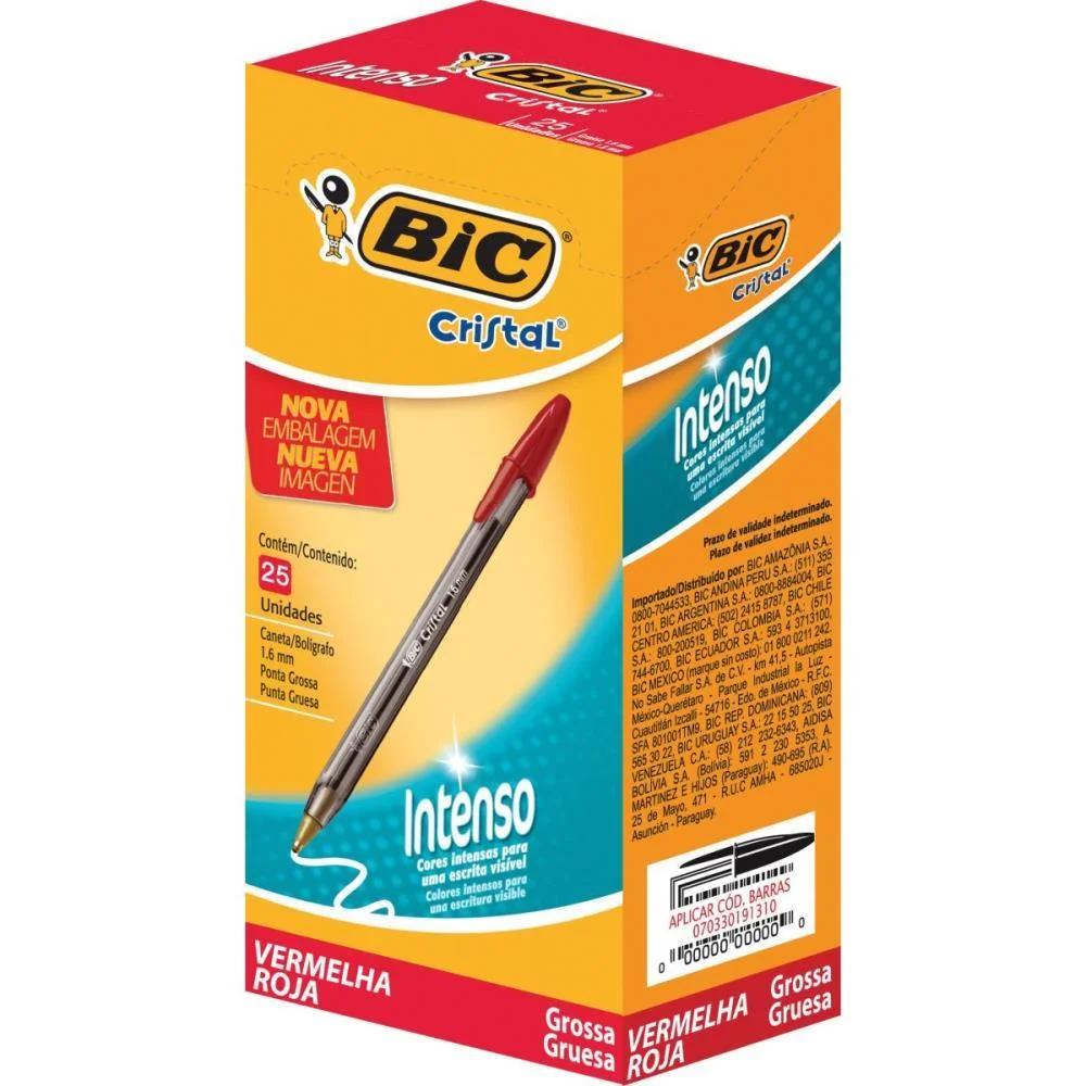 CANETA ESFEROGRAFICA CRISTAL BOLD VERMELHA BIC (CX.C/25) - imagem 2