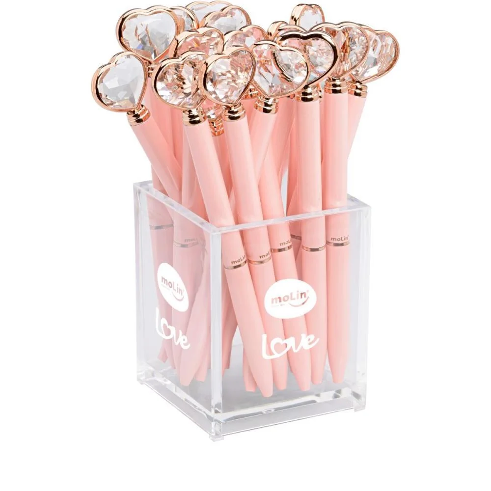 CANETA ESFEROGRAFICA CORACAO DIAMANTE ROSA MOLIN (POTE-20) - imagem 3