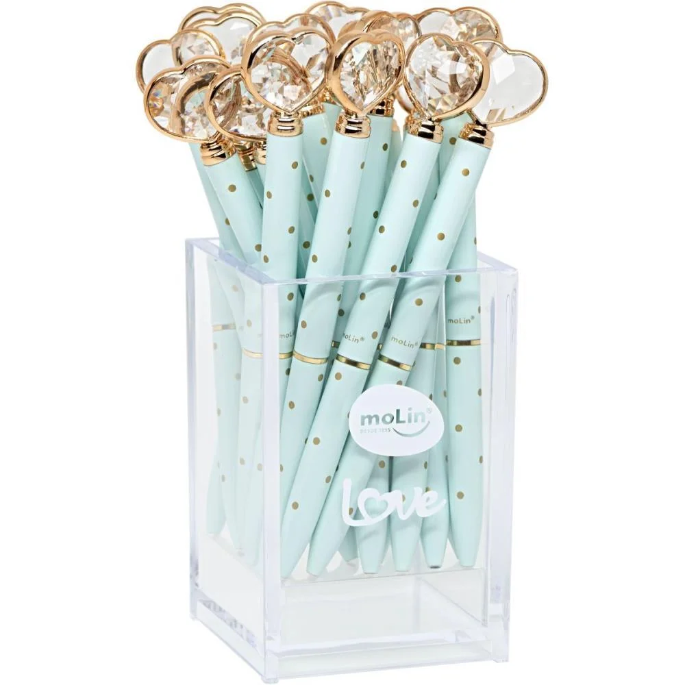 CANETA ESFEROGRAFICA CORACAO DIAMANTE BLACK MENTA MOLIN (POTE-20) - imagem 2