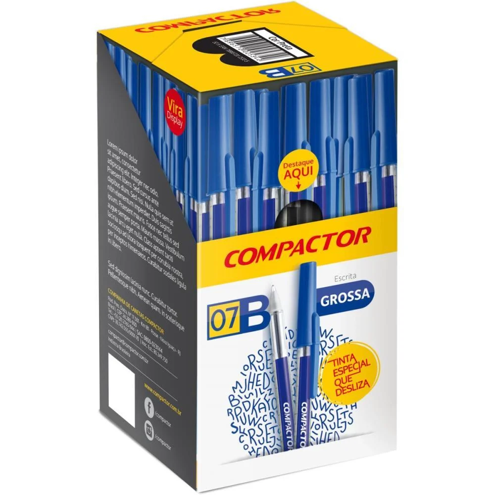 CANETA ESFEROGRAFICA 1.2MM B GROSSA PRETA COMPACTOR (CX.C/50) - imagem 3