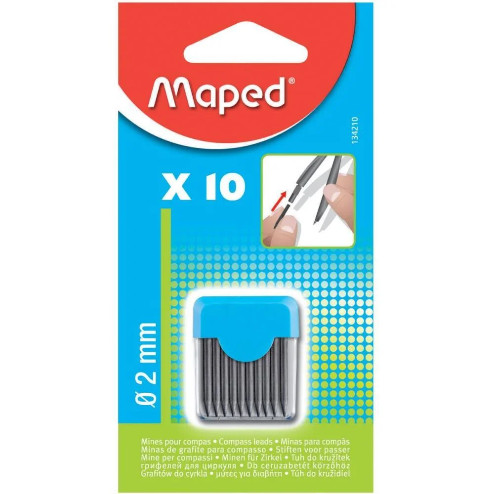 GRAFITE 2.0MM P/COMPASSO 1TUBOX10MINAS MAPED (BLISTER) - imagem 4