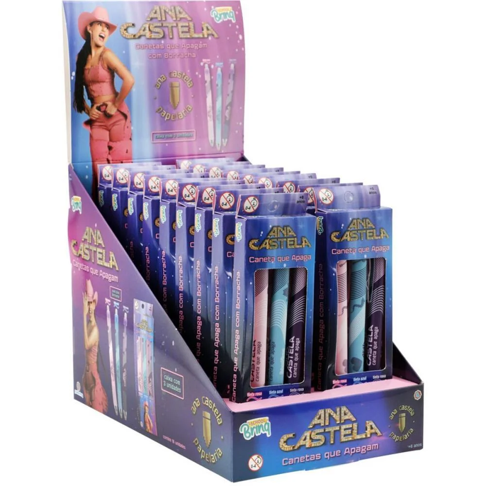 CANETA ESFEROGRAFICA ANA CASTELA APAGAVEL (S) POLIBRINQ (BL.C/03) - imagem 2