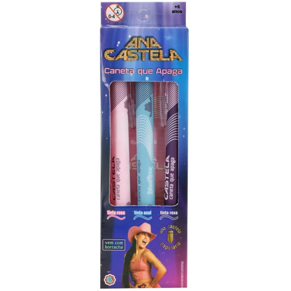 CANETA ESFEROGRAFICA ANA CASTELA APAGAVEL (S) POLIBRINQ (BL.C/03) - imagem 5