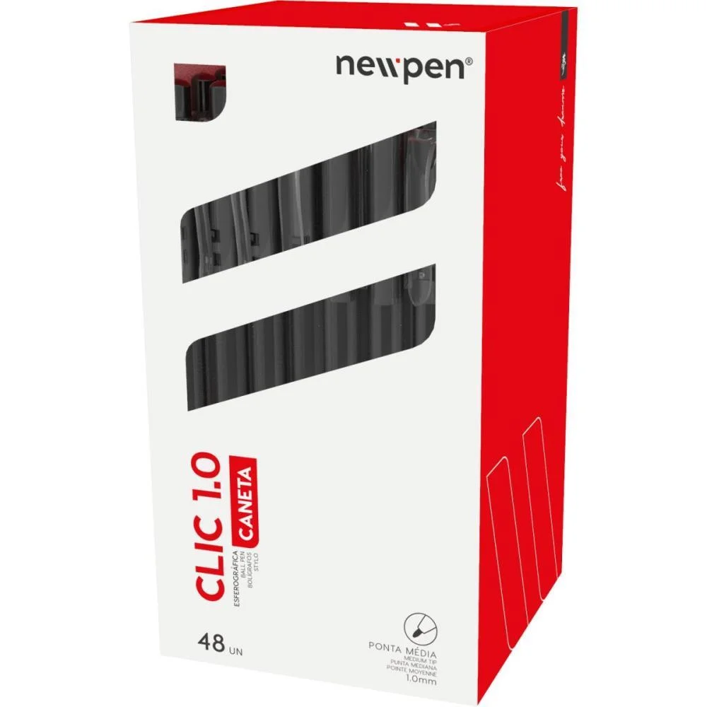 CANETA ESFEROGRAFICA CLIC 1.0MM PRETA NEWPEN (CX.C/48) - imagem 3