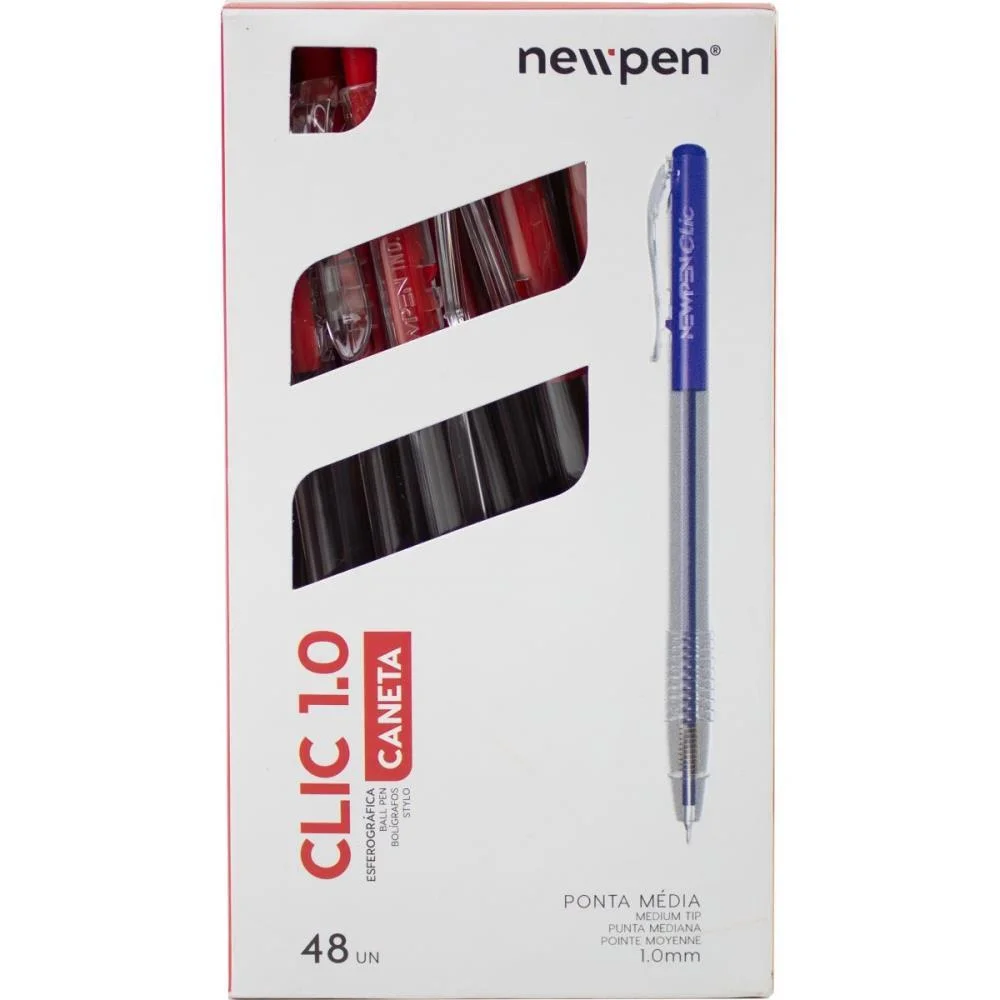 CANETA ESFEROGRAFICA CLIC 1.0MM VERMELHA NEWPEN (CX.C/48) - imagem 2