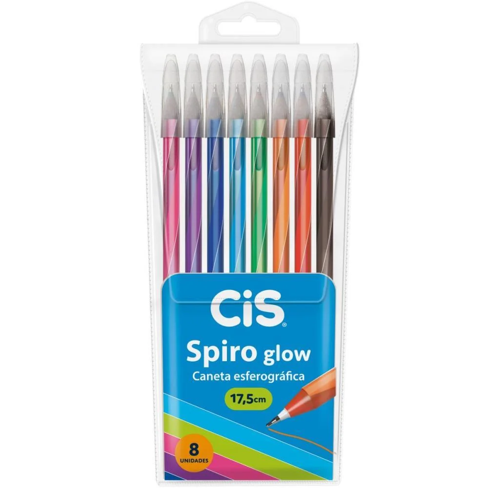 CANETA ESFEROGRAFICA CIS SPIRO GLOW 0,7MM 8CORES SERTIC (ESTOJO) - imagem 2