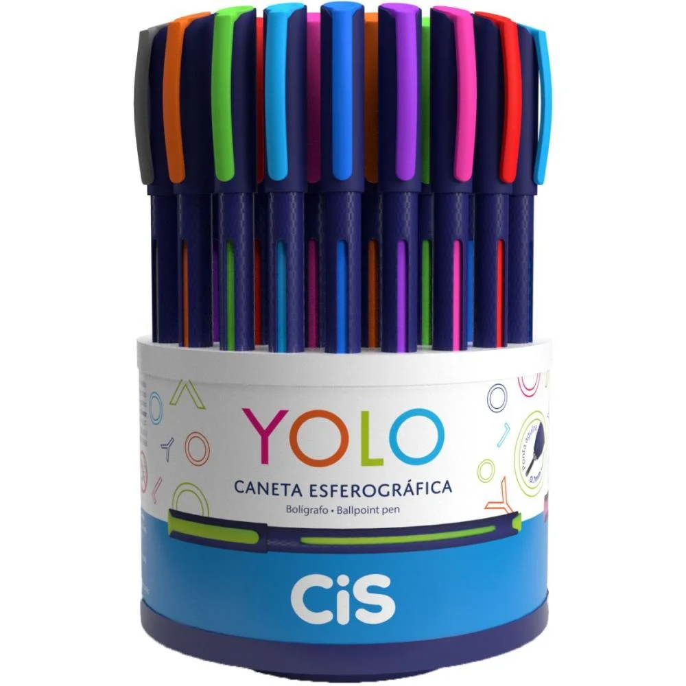 CANETA ESFEROGRAFICA CIS YOLO 0.7MM 10 CORES SERTIC (DP.C/50) - imagem 2