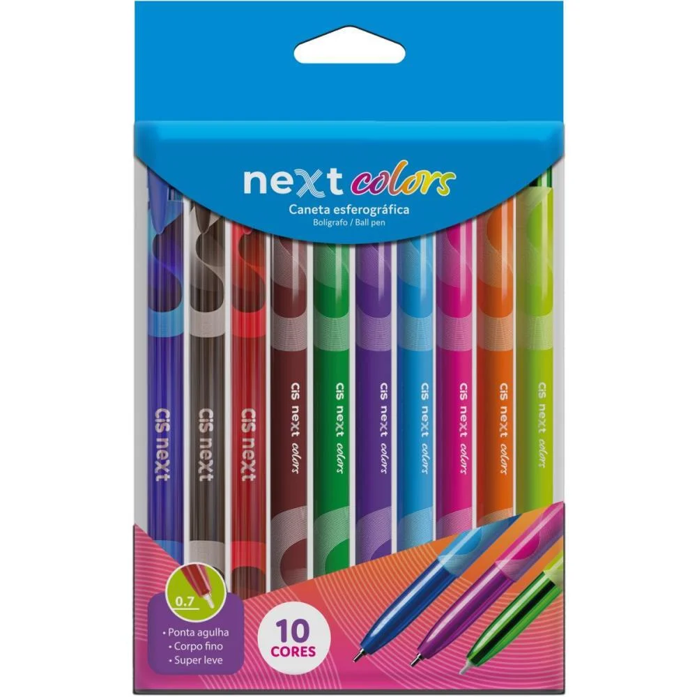 CANETA ESFEROGRAFICA CIS NEXT 0.7MM 10 CORES SORTID SERTIC (ESTOJO) - imagem 2
