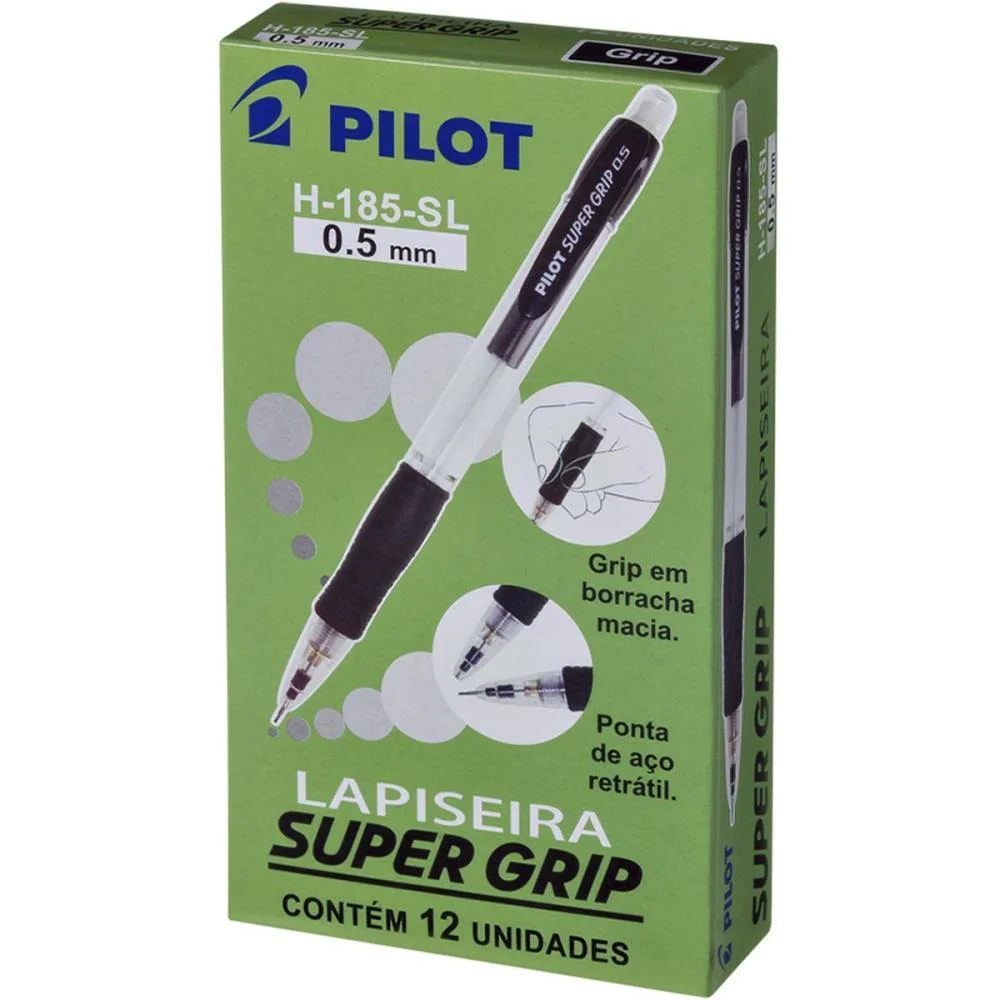 LAPISEIRA 0.5MM SUPERGRIP 0.5 H-185 PRETA PILOT (CX.C/12) - imagem 2