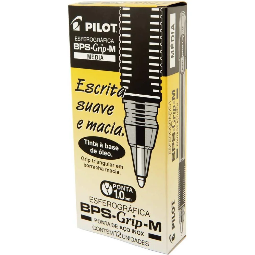 CANETA ESFEROGRAFICA BPS-GRIP-M 1.0MM PRETA PILOT (CX.C/12) - imagem 4