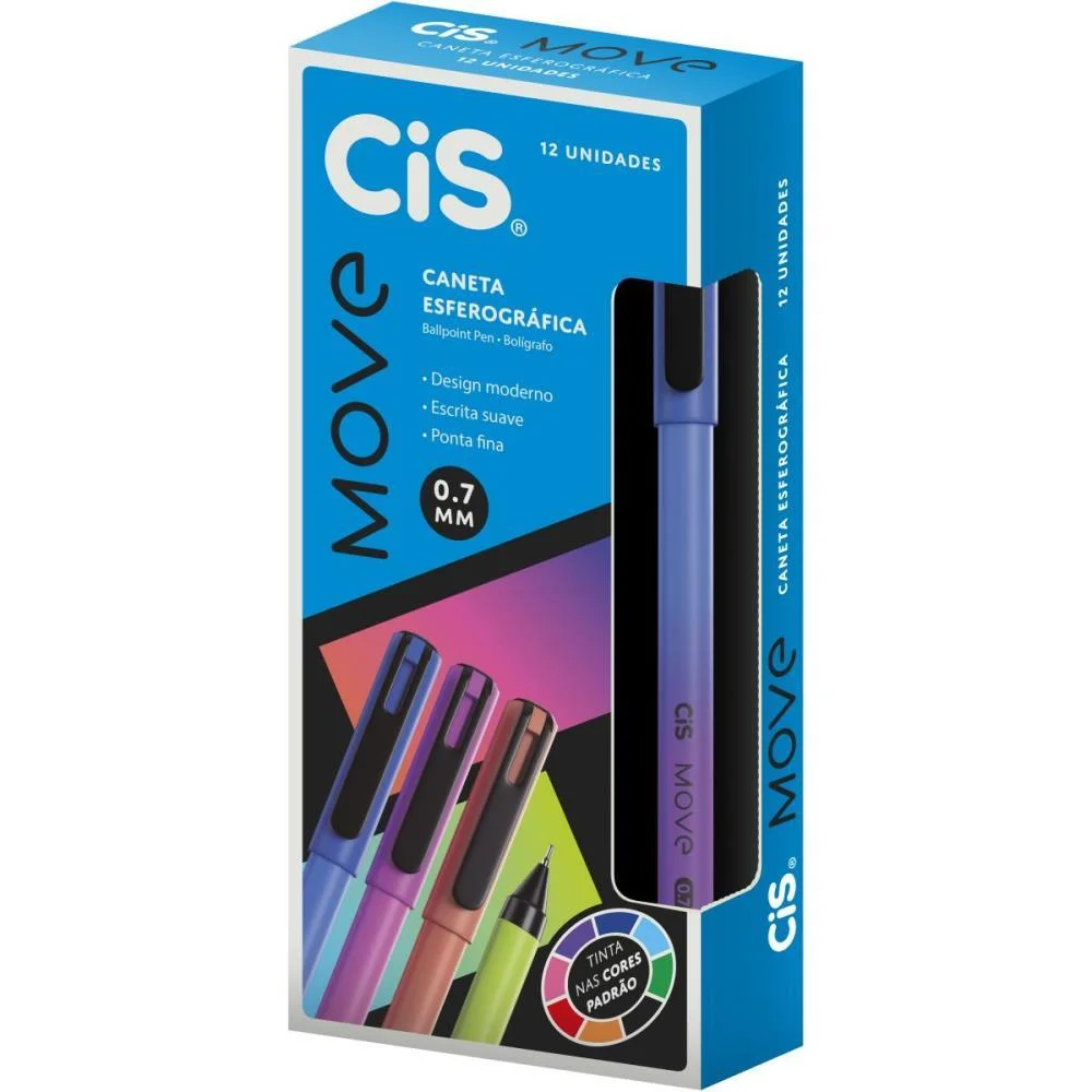 CANETA ESFEROGRAFICA CIS MOVE 0.7MM AZ SERTIC (CX.C/12) - imagem 2
