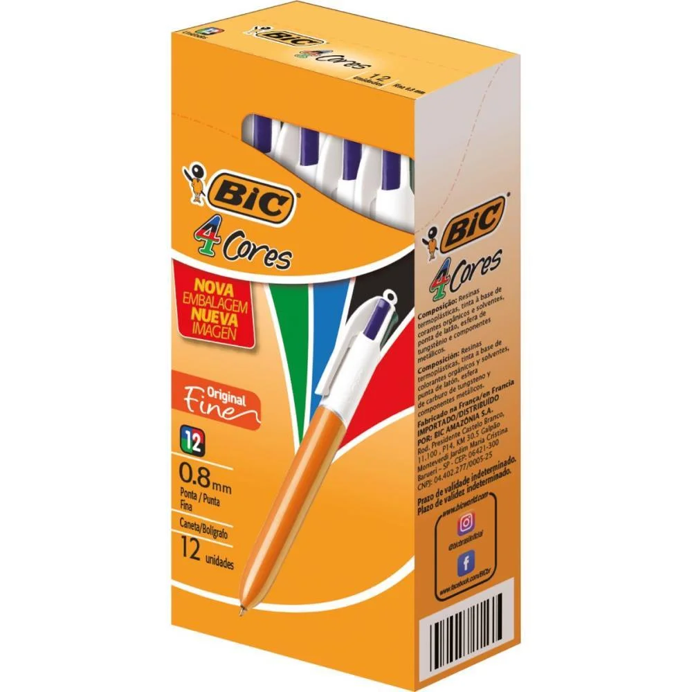 CANETA ESFEROGRAFICA BIC 4 CORES FINE BIC (CX.C/12) - imagem 6