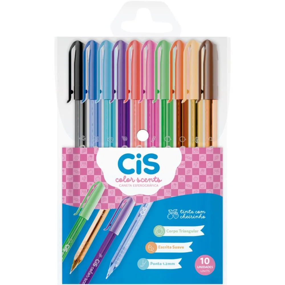 CANETA ESFEROGRAFICA CIS COLOR SCENTS 1.2MM 10CORES SERTIC (ESTOJO) - imagem 2