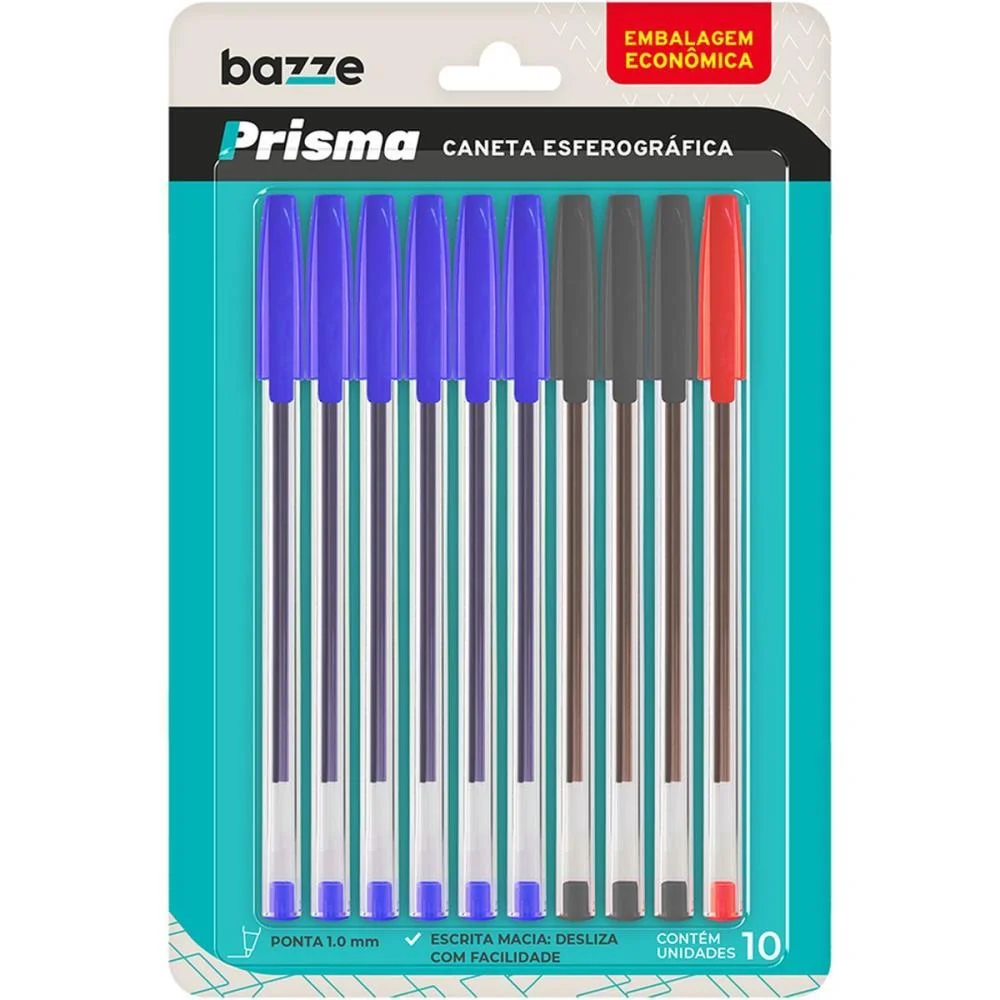 CANETA ESFEROGRAFICA BAZZE PRISMA 6AZ/3PT/1VM 1.0MM SUMMIT (BLISTER) - imagem 3