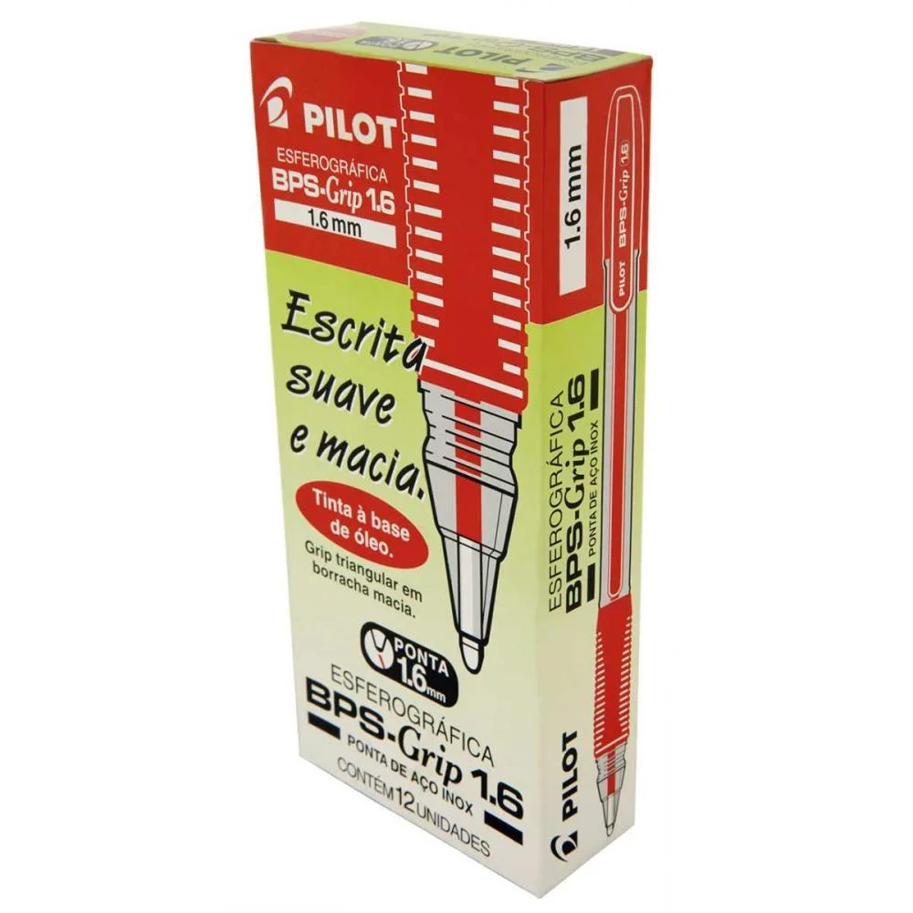 CANETA ESFEROGRAFICA BPS-GRIP 1.6MM VERMELHA PILOT (CX.C/12) - imagem 4