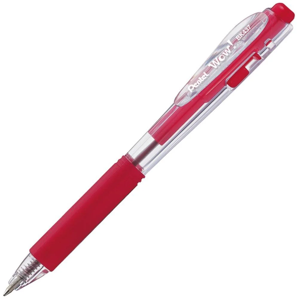 CANETA ESFEROGRAFICA RETRATIL WOW 0,7MM VERMELHA PENTEL (CX.C/12) - imagem 2