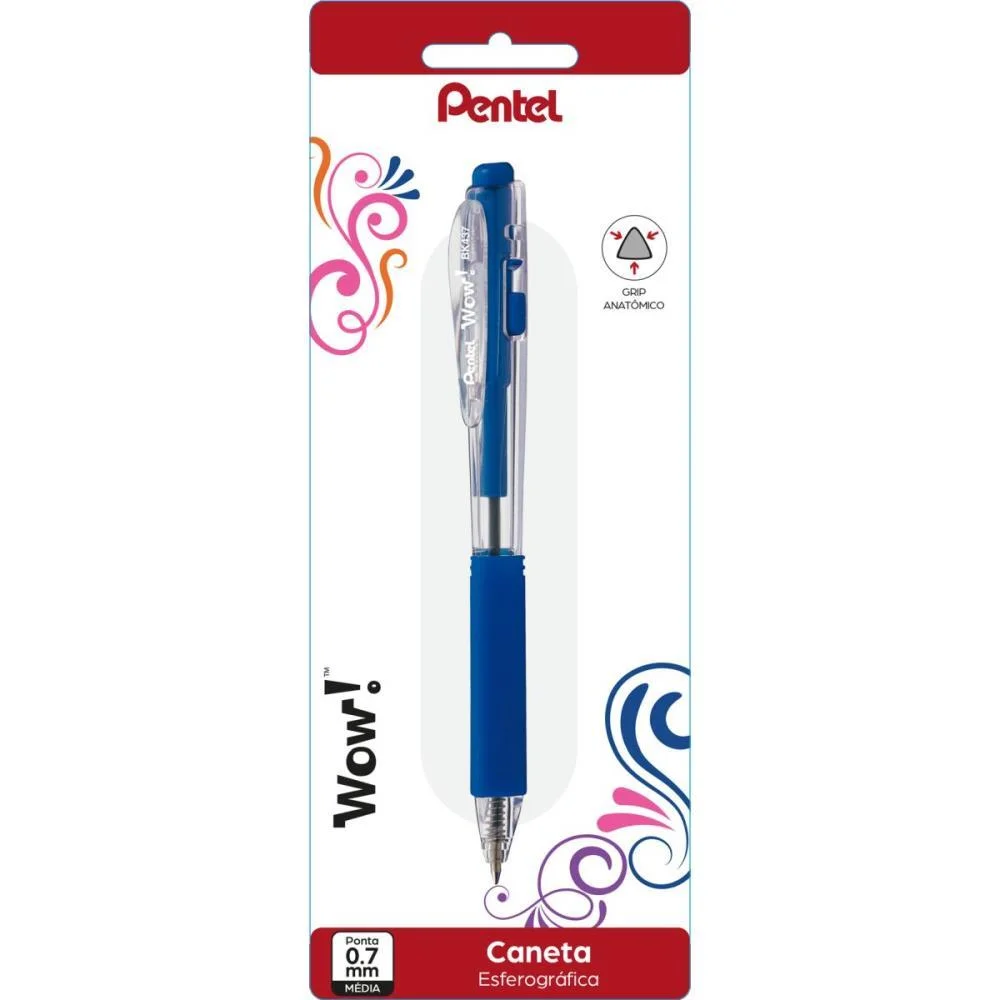 CANETA ESFEROGRAFICA RETRATIL WOW 0,7MM AZUL PENTEL (CX.C/12) - imagem 7
