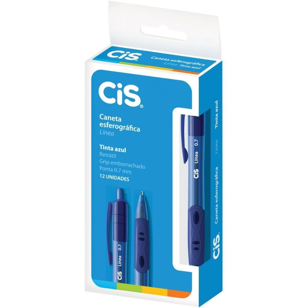 CANETA ESFEROGRAFICA RETRATIL CIS LINEA 0.7MM AZUL SERTIC (CX.C/12) - imagem 3