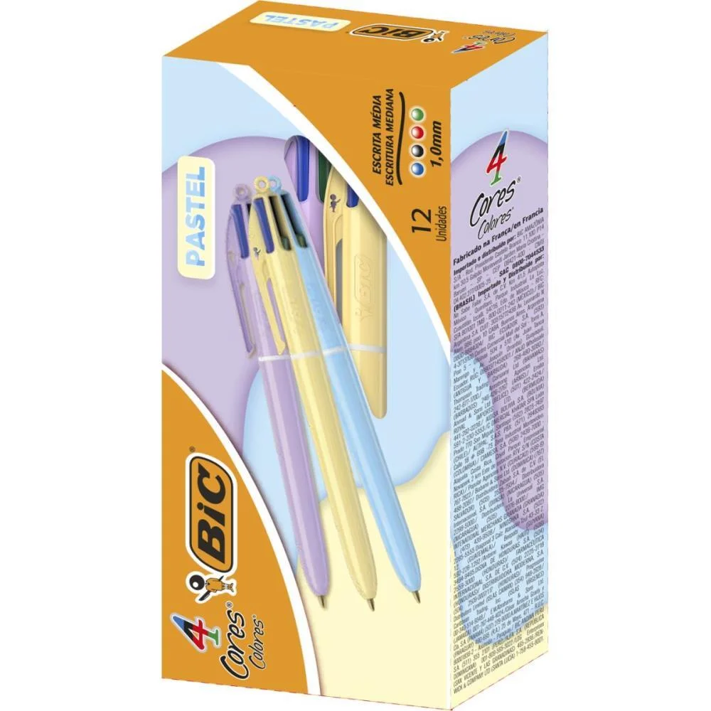CANETA ESFEROGRAFICA BIC 4 CORES PASTEL SORTIDAS BIC (CX.C/12) - imagem 4