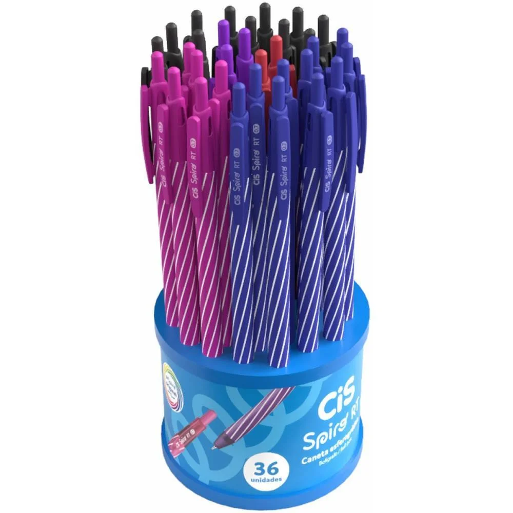 CANETA ESFEROGRAFICA RETRATIL CIS SPIRO 0.7MM CORES SORTIDAS SERTIC (DP.C/36) - imagem 2