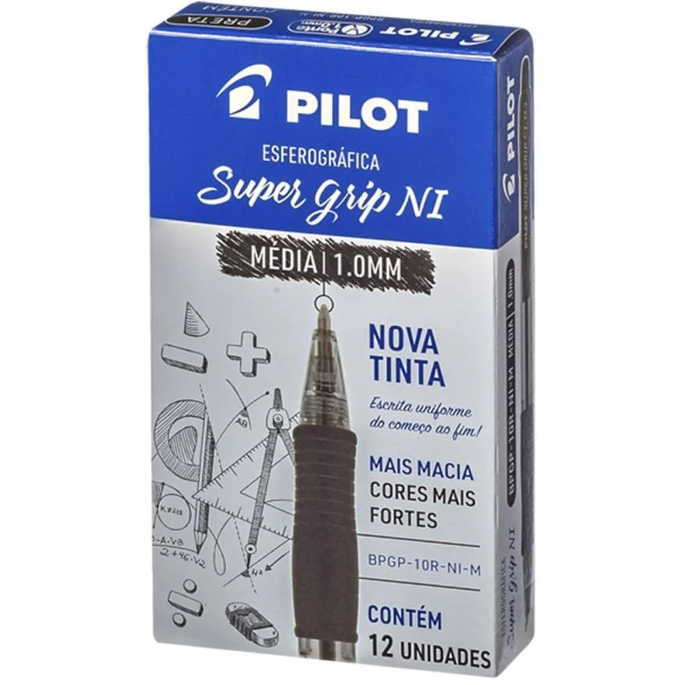 CANETA ESFEROGRAFICA RETRATIL BPGP-S SUPERGRIP 1.0MM PRETA PILOT (CX.C/12) - imagem 3