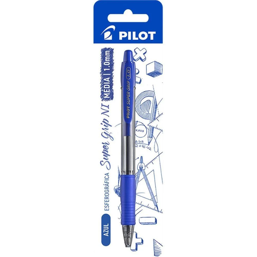 CANETA ESFEROGRAFICA RETRATIL BPGP-SUPER GRIP-10R 1.0 AZUL PILOT (BLISTER) - imagem 2