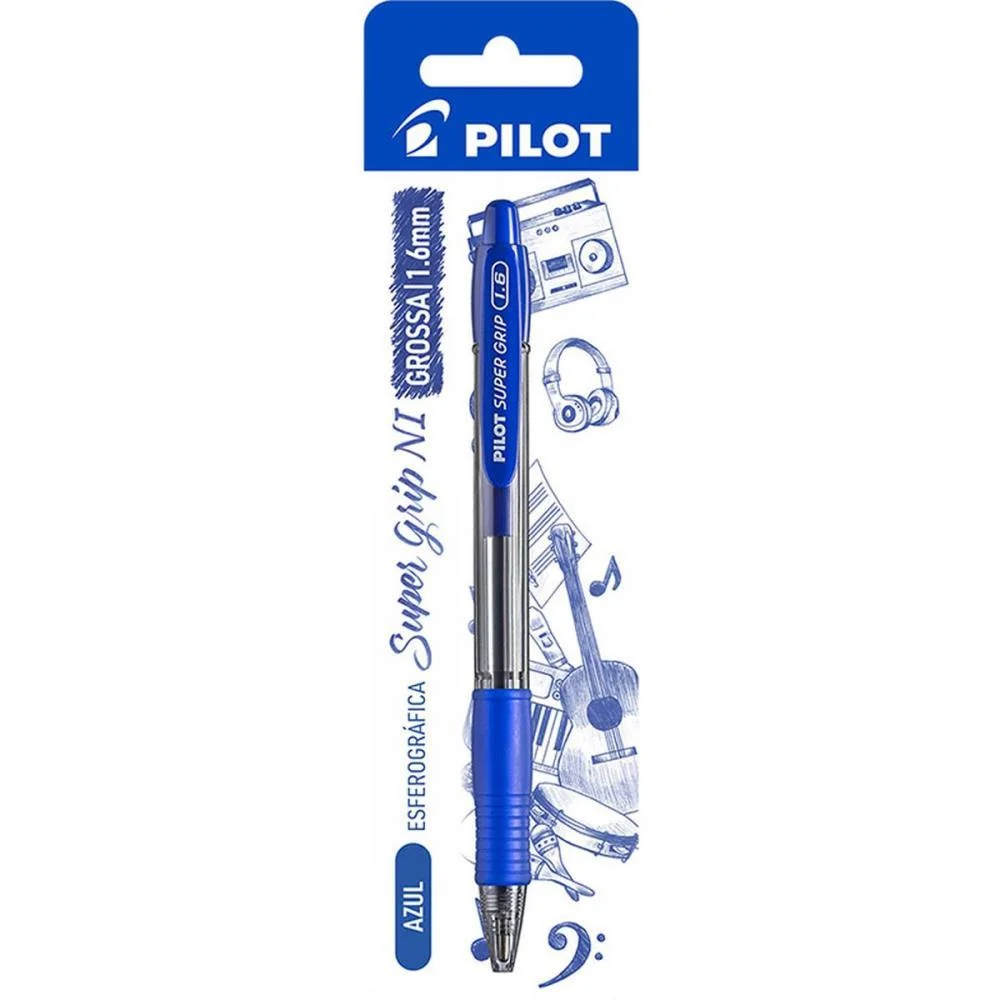 CANETA ESFEROGRAFICA RETRATIL BPGP-SUPER GRIP-10R 1.6 AZUL PILOT (BLISTER) - imagem 2