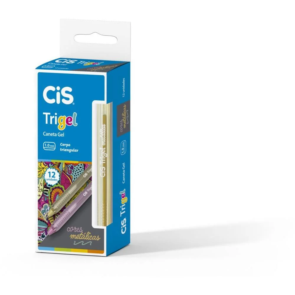 CANETA GEL CIS TRIGEL 1,0MM OURO METALICA SERTIC (CX.C/12) - imagem 2