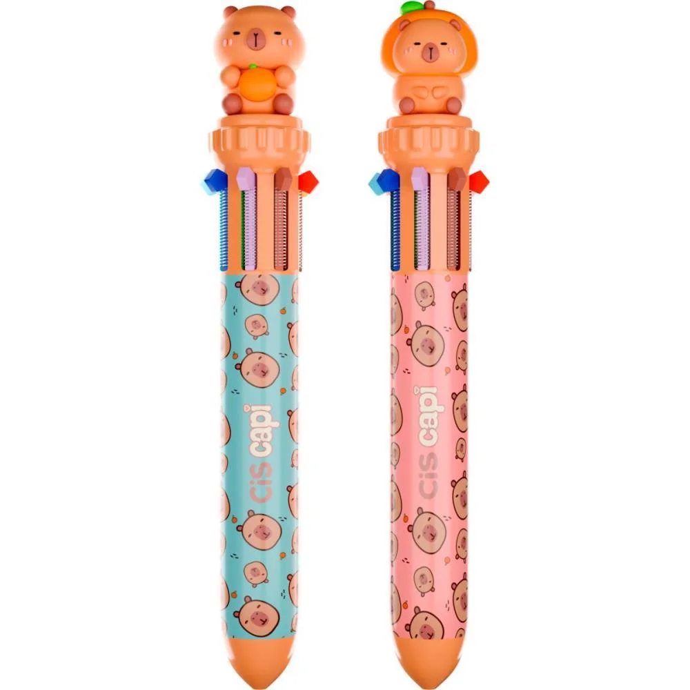 CANETA ESFEROGRAFICA RETRATIL CAPIVARA 10X1 10CORES 2MODELOS SERTIC (DP.C/12) - imagem 3