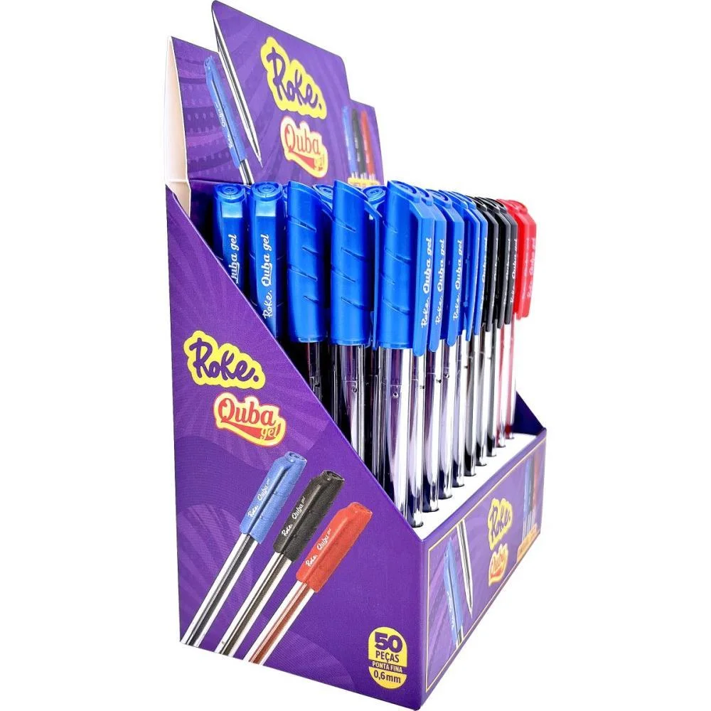 CANETA GEL ROKE QUBA  0.6MM PT/AZ/VM PAPER MATE (DP.C/50) - imagem 3