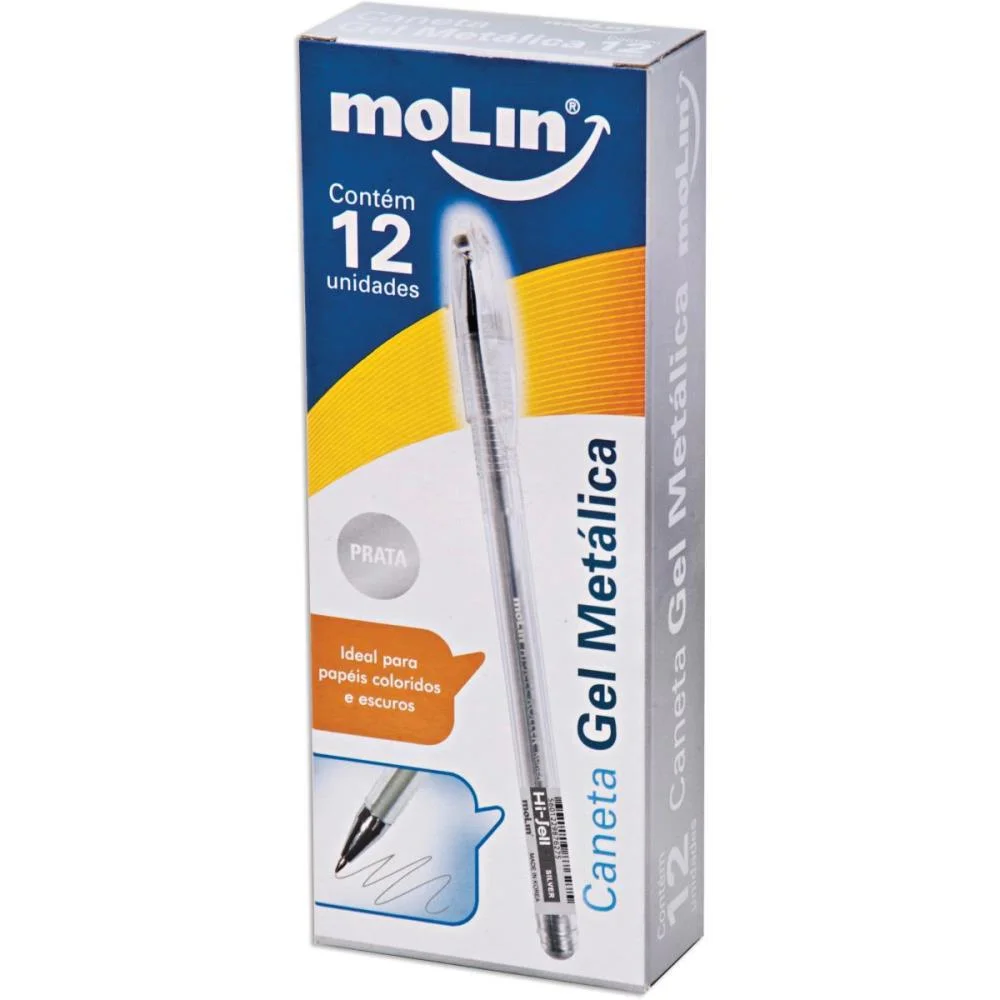 CANETA GEL METALIC 0,7MM. PRATA MOLIN (CX.C/12) - imagem 3