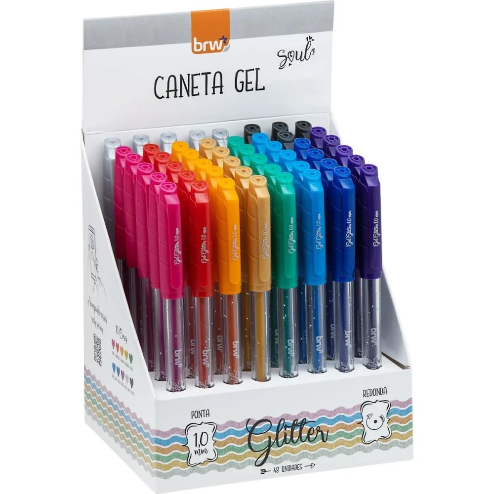 CANETA GEL GLITTER 1.0MM CORES SORTIDAS BRW (DP.C/48) - imagem 2