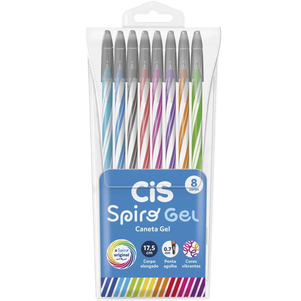 CANETA GEL CIS SPIRO 0,7MM 8 CORES SERTIC (ESTOJO) - imagem 3