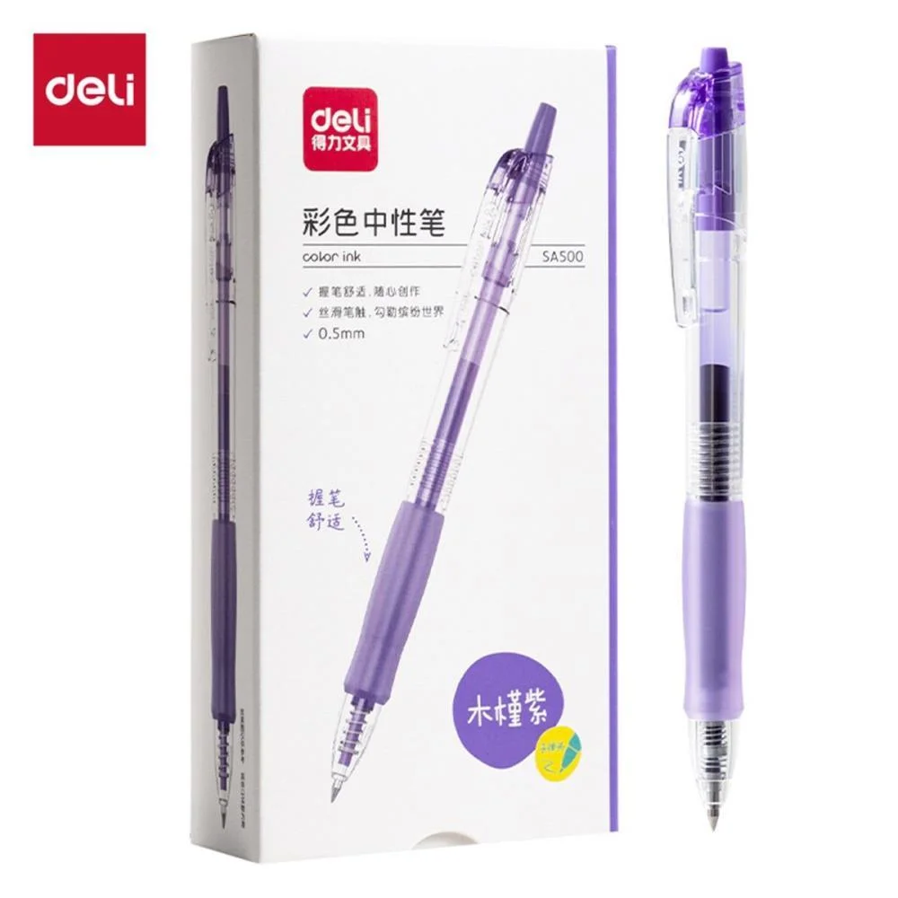 CANETA GEL RETRATIL C/GRIP ROXA 0,5MM DELI (CX.C/12) - imagem 3